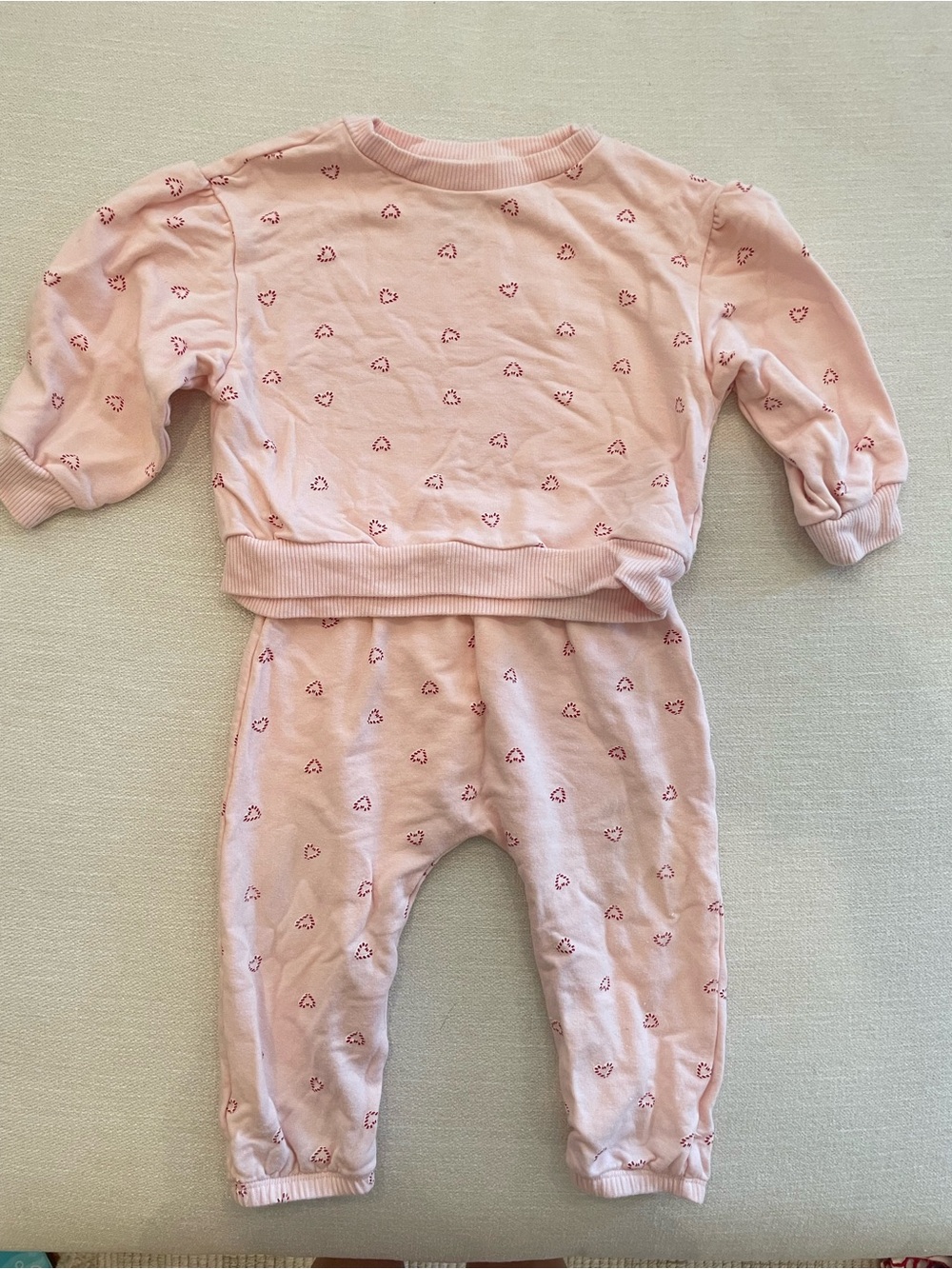 cloud island Light Pink Candycane Heart-Print Two-Piece Set